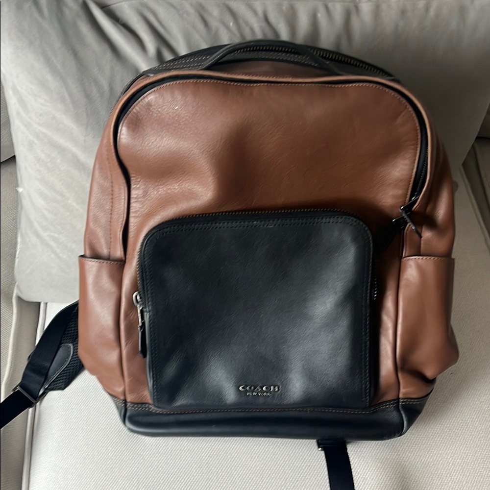 Coach Brown and Black backpack see pic one small callout excellent condition